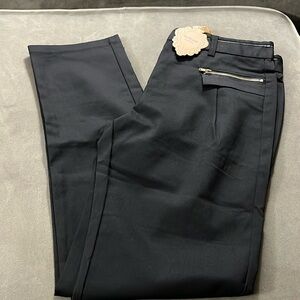 Sublime fashion M black pants zipper front faux leather trim around waist